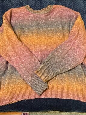 Old Navy Ombre Crewneck Sweater in Pink, Orange & Gray